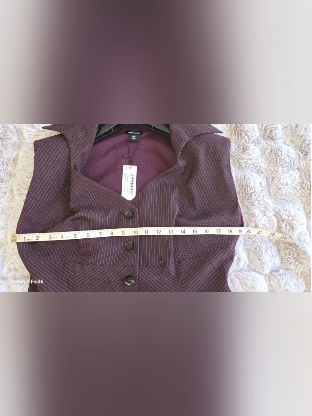 Karen Millen Pinstripe Corseted Tailored Pencil Midi DressSize 8 US - Picture 7 of 9